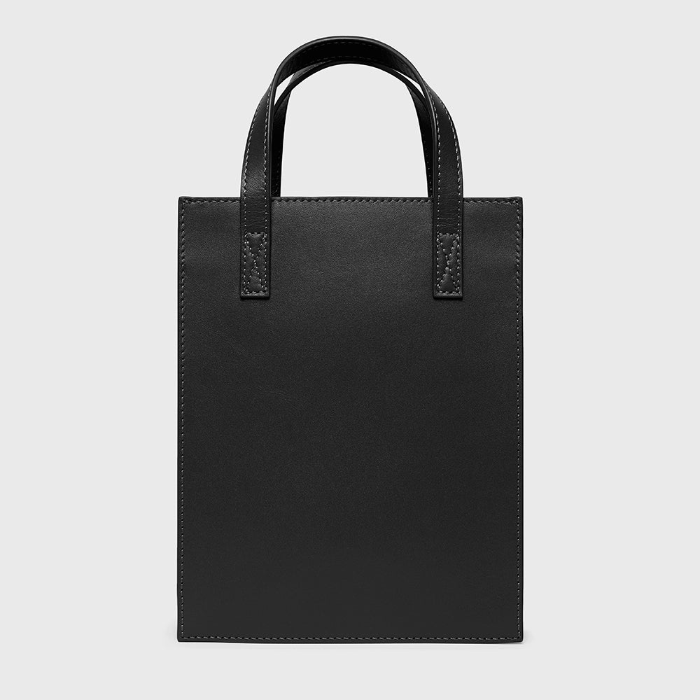 Mini Shopper Tote w/ Strap - N.134 - Black Smooth Nappa